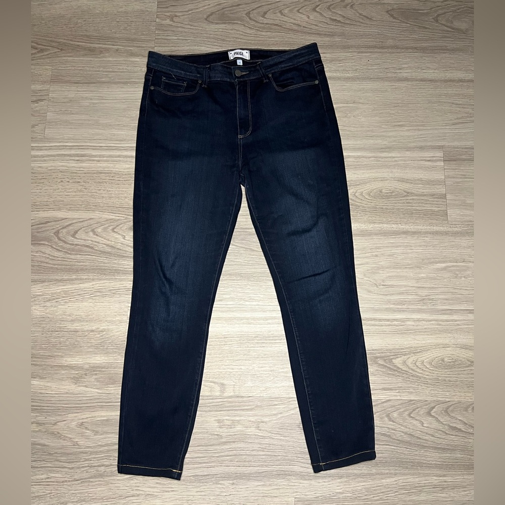 Paige Women’s Jeans Size 32 Dark Blue Hoxton Crop Ankle Casual Denim Mid rise